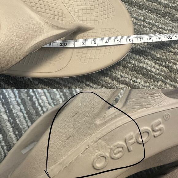 Oofos Nomad Beige Original Recovery Sandal Flip Flops Casual Workout Gym Leisure - Picture 8 of 8